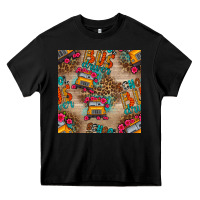 Black school bus driver and flower seamless patterns Heavy Core Tee - BundleAndBundleShop