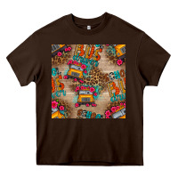 Chocolate Brown school bus driver and flower seamless patterns Heavy Core Tee - BundleAndBundleShop