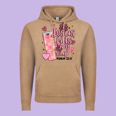 Valentine Jesus Fills My Cup Vintage Hoodie Designed By Maliassmallbusiness