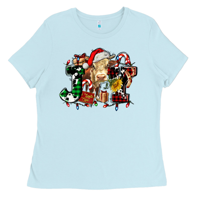 Joy And Cow Christmas Candies And Letters Ladies Tee by AdoDesignShop | Teevron