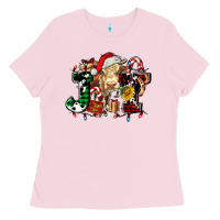 Bubblegum Pink joy and cow christmas candies and letters Ladies Tee - AdoDesignShop