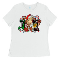 White joy and cow christmas candies and letters Ladies Tee - AdoDesignShop