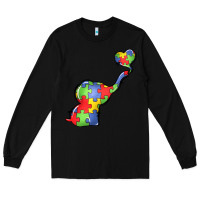 Black autism awareness elephant Long Sleeve Tee - LillyAllenDesigns