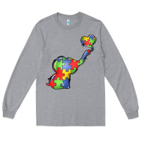 Heather Grey autism awareness elephant Long Sleeve Tee - LillyAllenDesigns