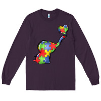 Plum autism awareness elephant Long Sleeve Tee - LillyAllenDesigns