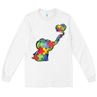 White autism awareness elephant Long Sleeve Tee - LillyAllenDesigns