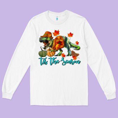 T- Rex Tis The Season Long Sleeve Tee Designed By Ranaportraitstore