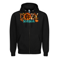 Black Cozy season Thanksgiving Zipper Hoodie - NancyCooperArtShop