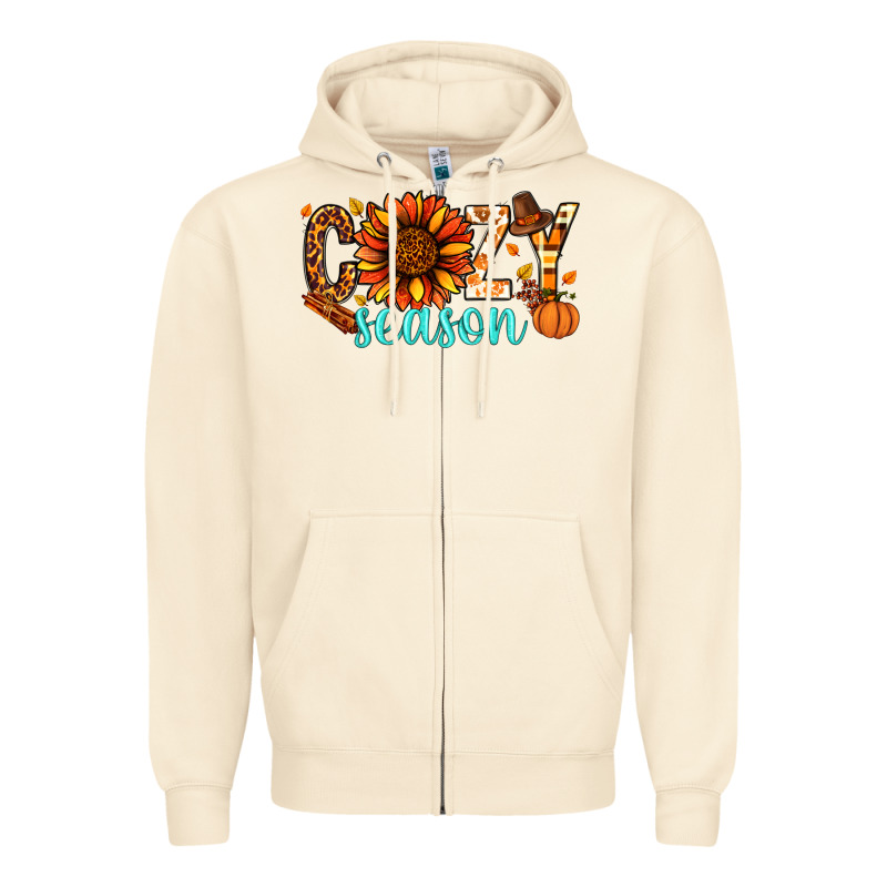Cozy Season Thanksgiving Zipper Hoodie by NancyCooperArtShop | Teevron