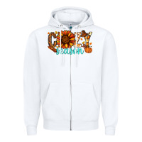 White Cozy season Thanksgiving Zipper Hoodie - NancyCooperArtShop