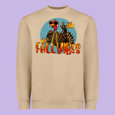 Fall Vibes Turkey Heavyweight Sweatshirt Designed By Lillyallendesigns