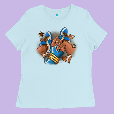 Football Afro Girl Sneakers Ladies Tee Designed By Ranaportraitstore