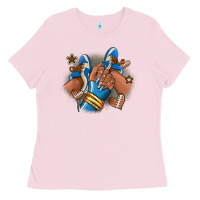 Bubblegum Pink Football afro girl sneakers Ladies Tee - RanaPortraitStore