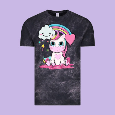 Cute Unicorn And Rainbow Vintage Tee Designed By Nancycooperartshop