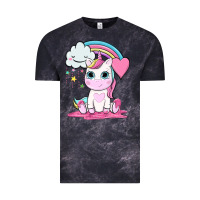 Cloud Black cute unicorn and rainbow Vintage Tee - NancyCooperArtShop
