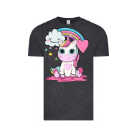 Vintage Black cute unicorn and rainbow Vintage Tee - NancyCooperArtShop