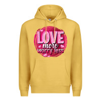 Antique Gold Love more worry less Valentine's Day Premium Hoodie - HowdyJamesFarm