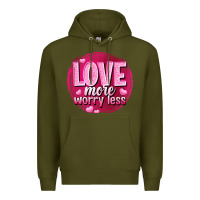 Army Green Love more worry less Valentine's Day Premium Hoodie - HowdyJamesFarm