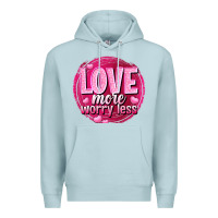 Blue Mist Love more worry less Valentine's Day Premium Hoodie - HowdyJamesFarm