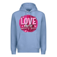 Colony Blue Love more worry less Valentine's Day Premium Hoodie - HowdyJamesFarm