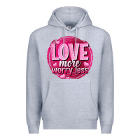 Heather Grey Love more worry less Valentine's Day Premium Hoodie - HowdyJamesFarm