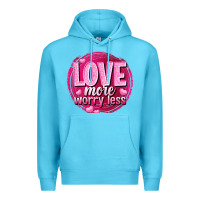Ocean Blue Love more worry less Valentine's Day Premium Hoodie - HowdyJamesFarm