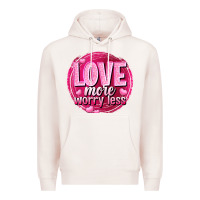 Pale Pink Love more worry less Valentine's Day Premium Hoodie - HowdyJamesFarm