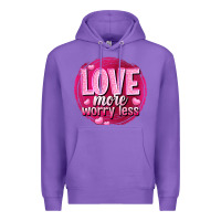 Purple Love more worry less Valentine's Day Premium Hoodie - HowdyJamesFarm
