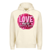 Sandshell Love more worry less Valentine's Day Premium Hoodie - HowdyJamesFarm
