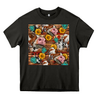 Asphalt cow and western seamless pattern Heavy Core Tee - BundleAndBundleShop