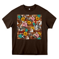Chocolate Brown cow and western seamless pattern Heavy Core Tee - BundleAndBundleShop