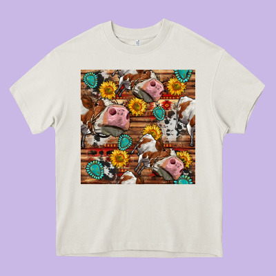 Cow And Western Seamless Pattern Heavy Core Tee Designed By Bundleandbundleshop