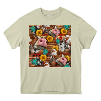 Mossy cow and western seamless pattern Heavy Core Tee - BundleAndBundleShop