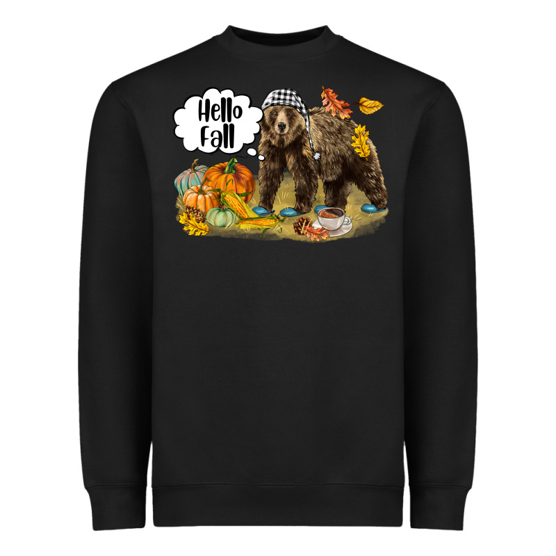 Hello Fall Brown Bear Heavyweight Sweatshirt by LillyAllenDesigns | Teevron
