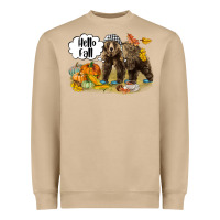 Mushroom Hello Fall Brown Bear Heavyweight Sweatshirt - LillyAllenDesigns