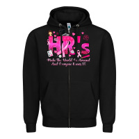 Black breast cancer hr human resources Zipper Hoodie - texasbilliewilder