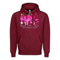 Burgundy breast cancer hr human resources Zipper Hoodie - texasbilliewilder