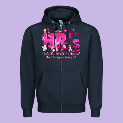 Breast Cancer Hr Human Resources Zipper Hoodie Designed By Texasbilliewilder