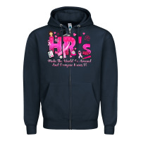 Navy breast cancer hr human resources Zipper Hoodie - texasbilliewilder
