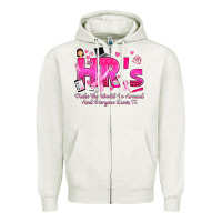 Oatmeal Heather breast cancer hr human resources Zipper Hoodie - texasbilliewilder