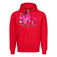 Red breast cancer hr human resources Zipper Hoodie - texasbilliewilder