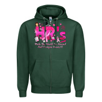 Sports Green breast cancer hr human resources Zipper Hoodie - texasbilliewilder