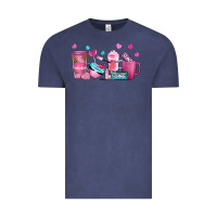 Vintage Denim lash hustler with eyelashes coffee cups Vintage Tee - NancyCooperArtShop