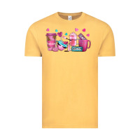 Vintage Mustard lash hustler with eyelashes coffee cups Vintage Tee - NancyCooperArtShop