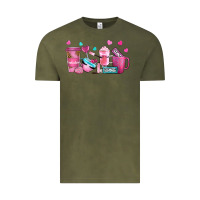 Vintage Olive lash hustler with eyelashes coffee cups Vintage Tee - NancyCooperArtShop