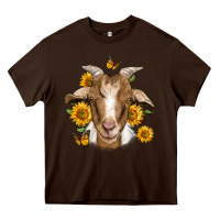 Chocolate Brown sunflower goat Heavy Core Tee - Jasminsmagicworld