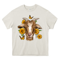 Cream sunflower goat Heavy Core Tee - Jasminsmagicworld