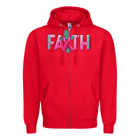 Red Cancer Faith with gemstone Zipper Hoodie - NancyCooperArtShop