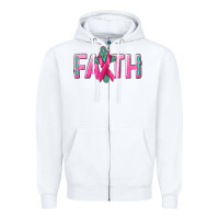 White Cancer Faith with gemstone Zipper Hoodie - NancyCooperArtShop