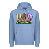 Colony Blue Hop Rabbit Easter Day Premium Hoodie - HowdyJamesFarm